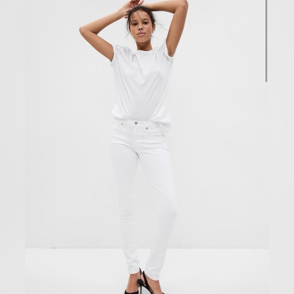 🆕Gap True Skinny Mid Rise White Jeans NWT Women’s Size 24 - Picture 12 of 15
